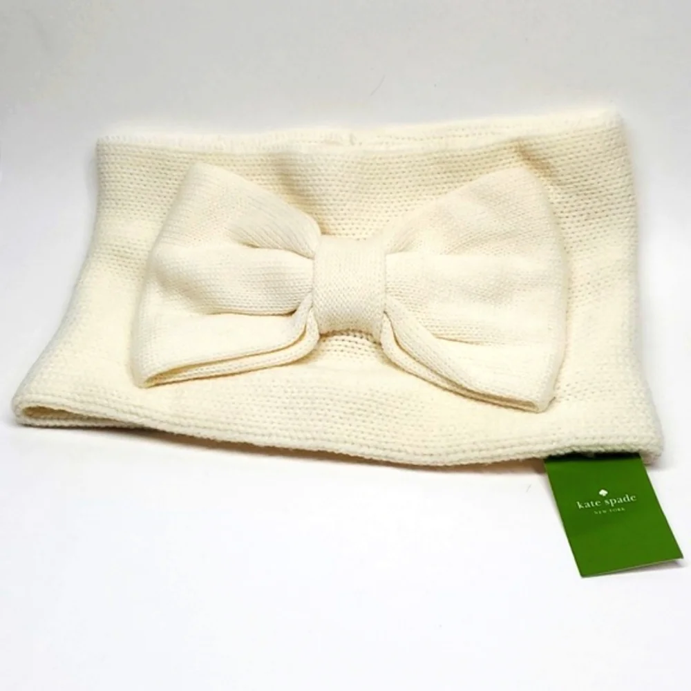 Kate Spade New York Off White Gathered Bow Neckwarmer NWT